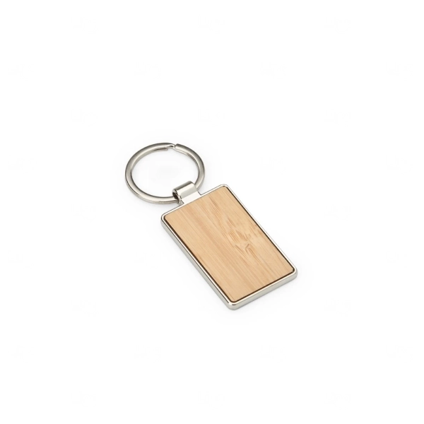 Chaveiro de Bambu e Metal Retangular Personalizado 
