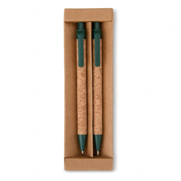 Kit Ecológico Caneta e Lapiseira de Cortiça Personalizado 