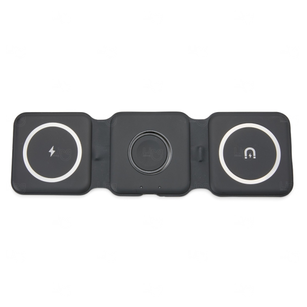 Carregador Sem Fio Magnético Triplo Para Apple Personalizado Preto
