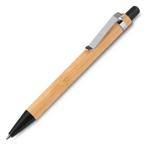 Caneta Bambu com detalhes em plástico e metal Personalizada 