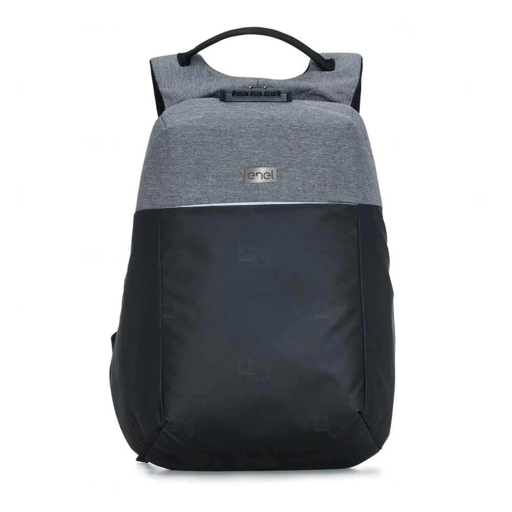 Mochila com Cadeado/Senha 35L Impermeável Personalizada Preto e Cinza