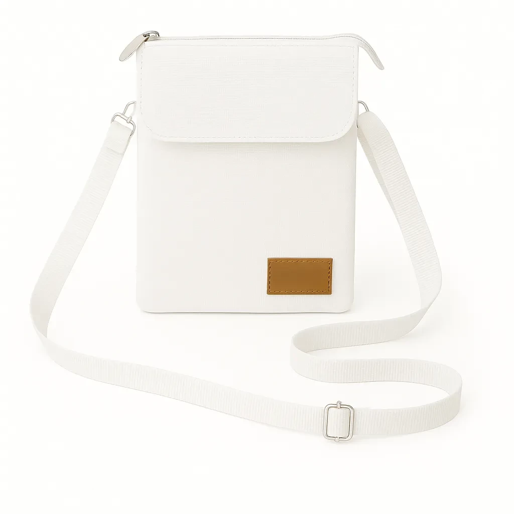Mini Bolsa Transversal de Nylon Personalizada - 19 x 13,5 cm Branco