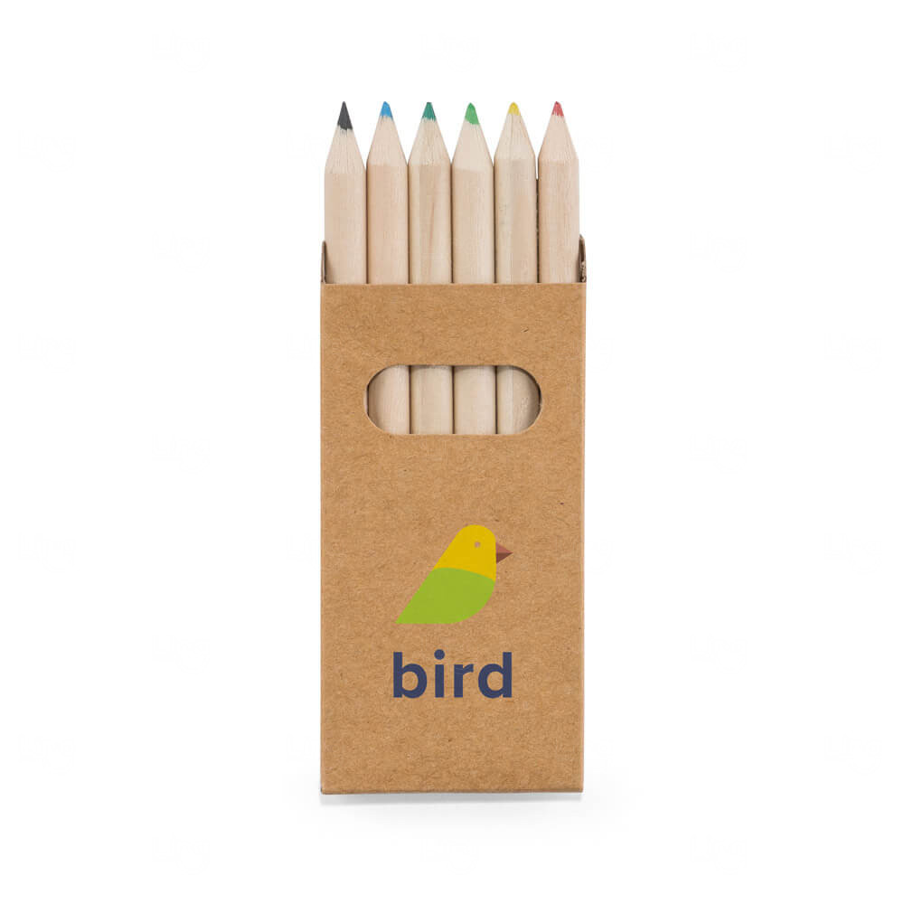 Caixa com 6 Mini Lápis de Cor Personalizada 