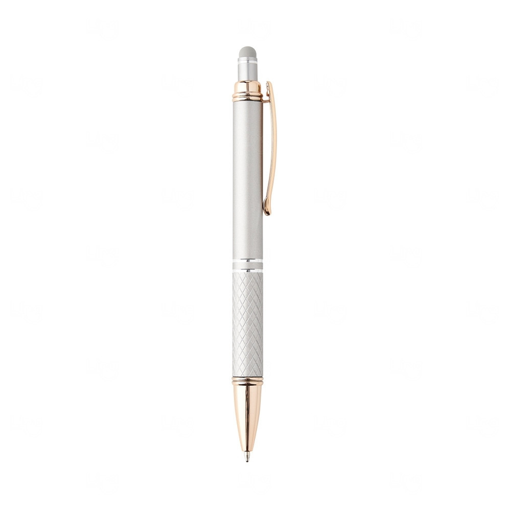 Caneta Metálica Touchscreen com Clip Dourado Personalizada 