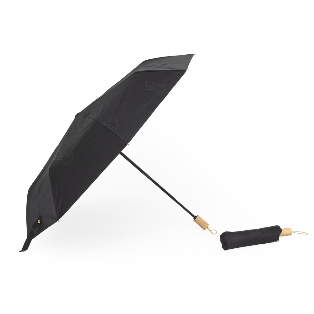 Guarda-Chuva com Proteção UV e Pega de Madeira Personalizado 