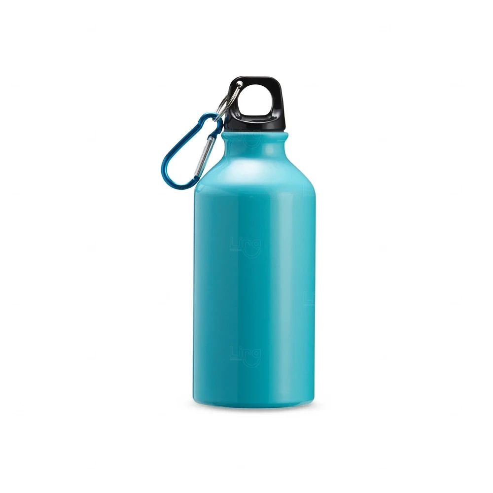 Garrafa Alumínio 420ml com Mosquetão Personalizado Azul