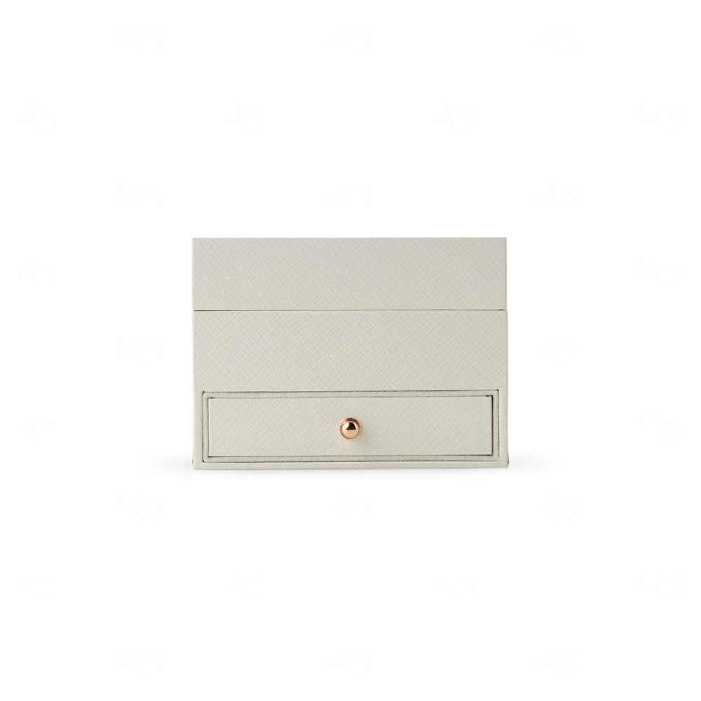 Porta-Joias Couro Sintético com Gaveta Personalizado - 8x11x11cm Branco