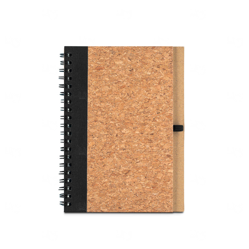 Caderno Eco em Cortiça com Caneta Personalizado - 17,8 x 13 cm Preto