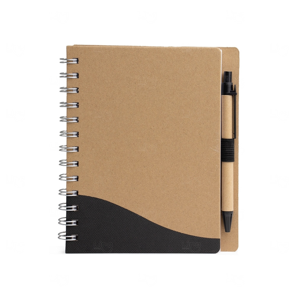 Caderno Ecológico com Caneta Personalizado - 18 x 14,6 cm Preto