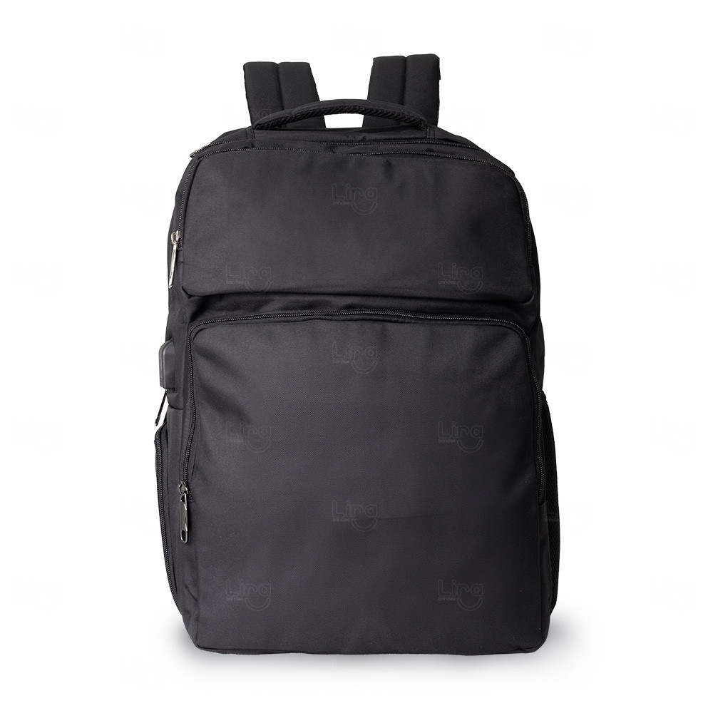 Mochila Nylon 29L com 6 Compartimentos Personalizada Preto