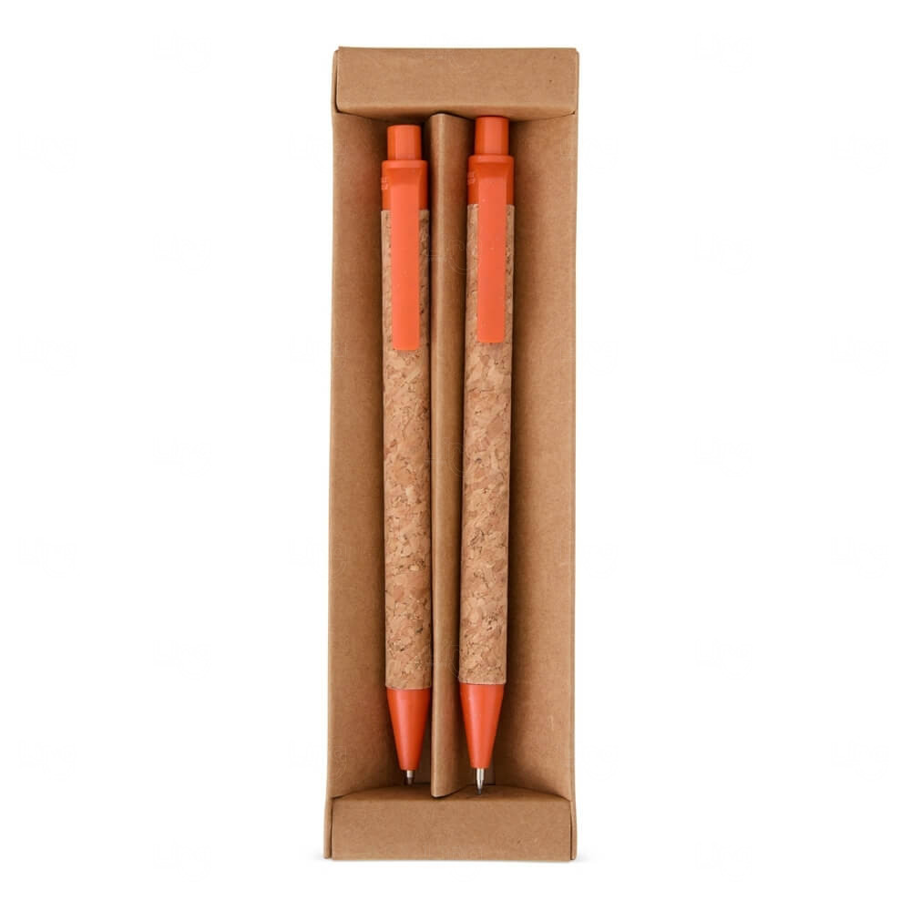 Kit Ecológico Caneta e Lapiseira de Cortiça Personalizado 