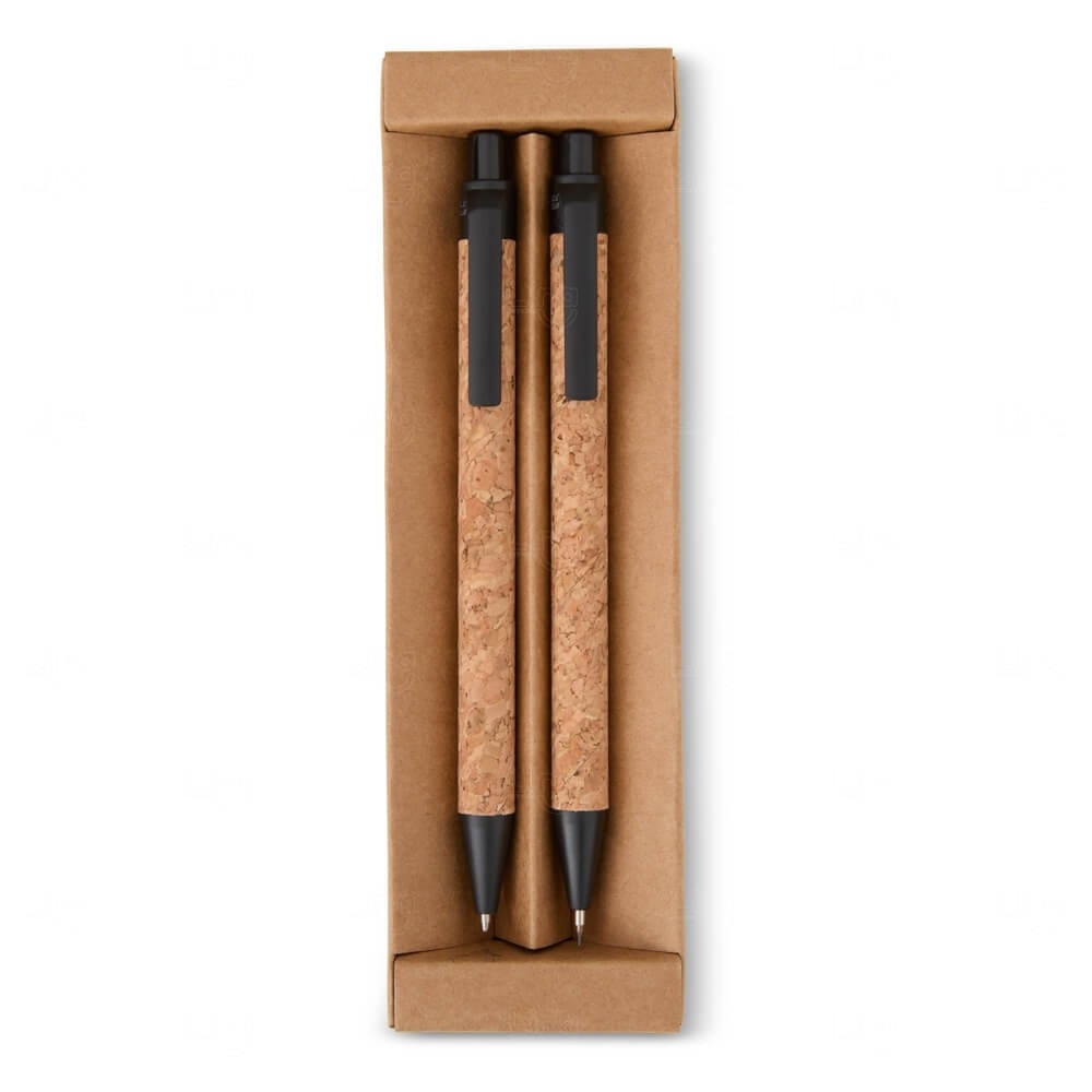 Kit Ecológico Caneta e Lapiseira de Cortiça Personalizado 