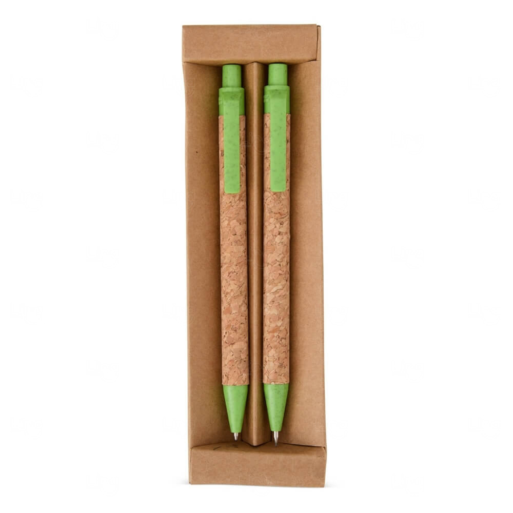Kit Ecológico Caneta e Lapiseira de Cortiça Personalizado 