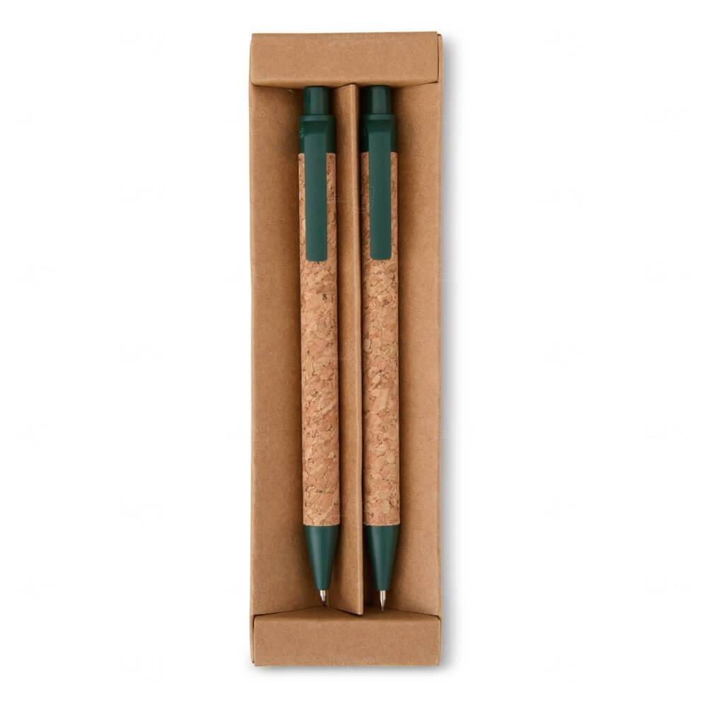 Kit Ecológico Caneta e Lapiseira de Cortiça Personalizado 