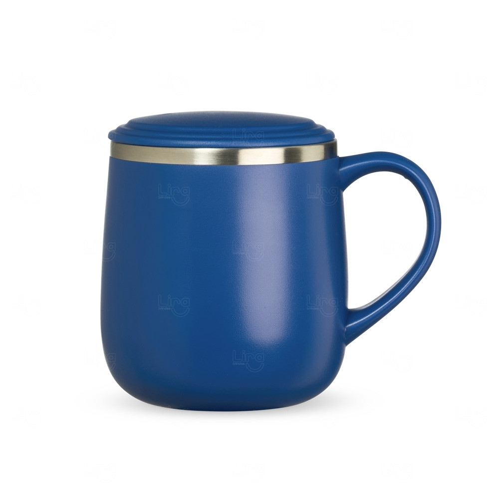 Caneca Isotérmica Inox 370ml Personalizada Azul