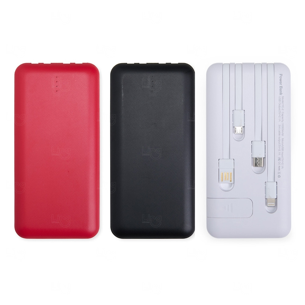 Power Bank com Lanterna e Multissaídas Personalizado - 10.000mAh 