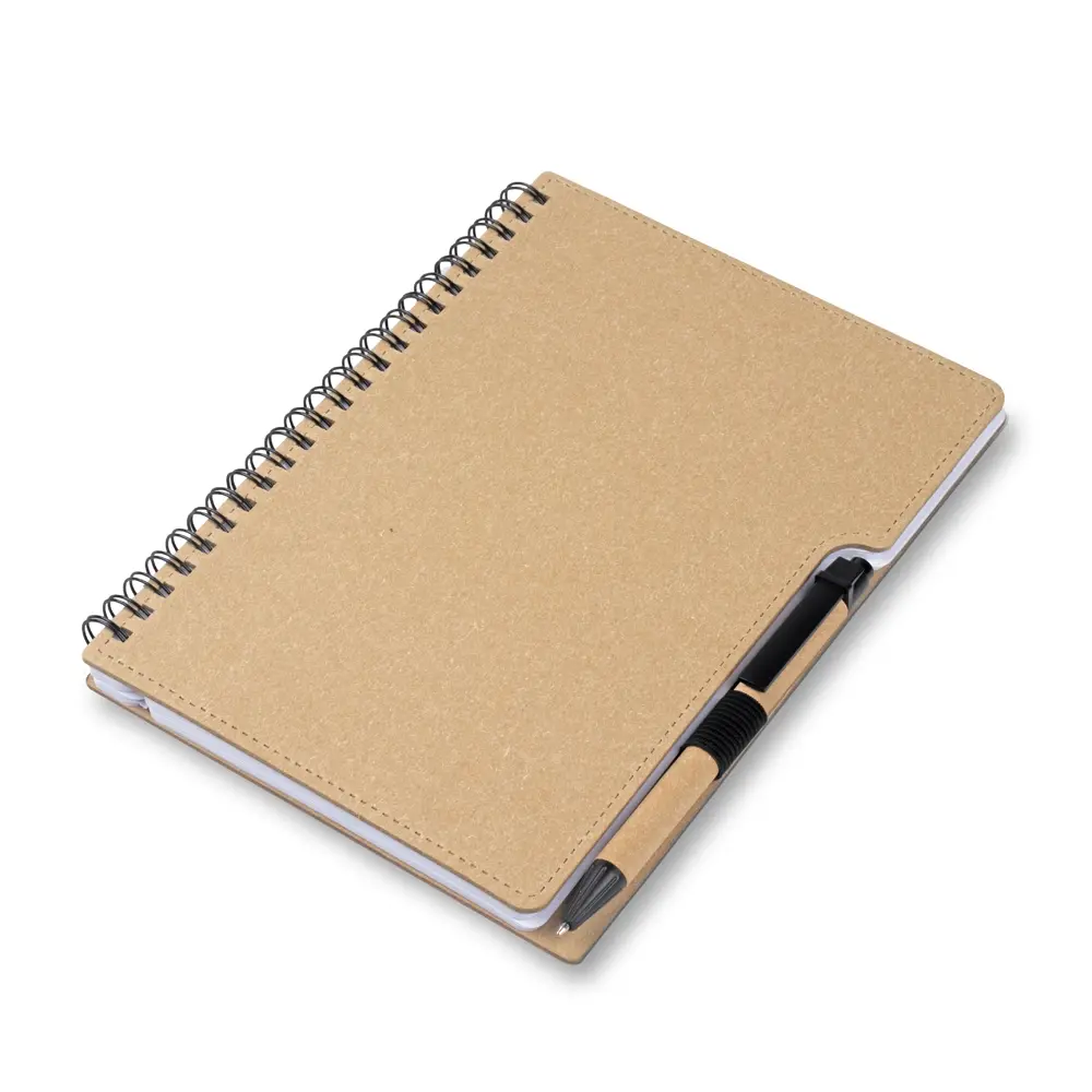 Caderno A5 Capa em Papelão Reciclado com Caneta Personalizado 