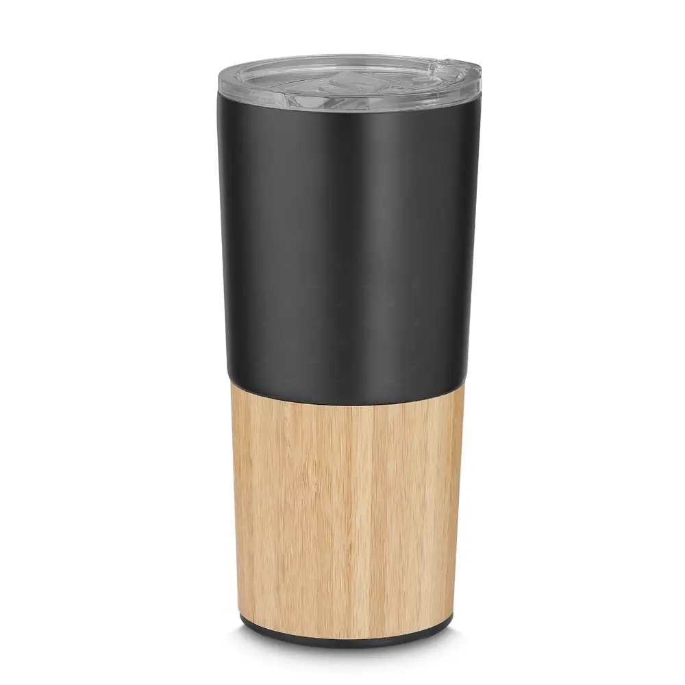 Copo Térmico 550ml Aço Inox com Detalhe em Bambu Personalizado 