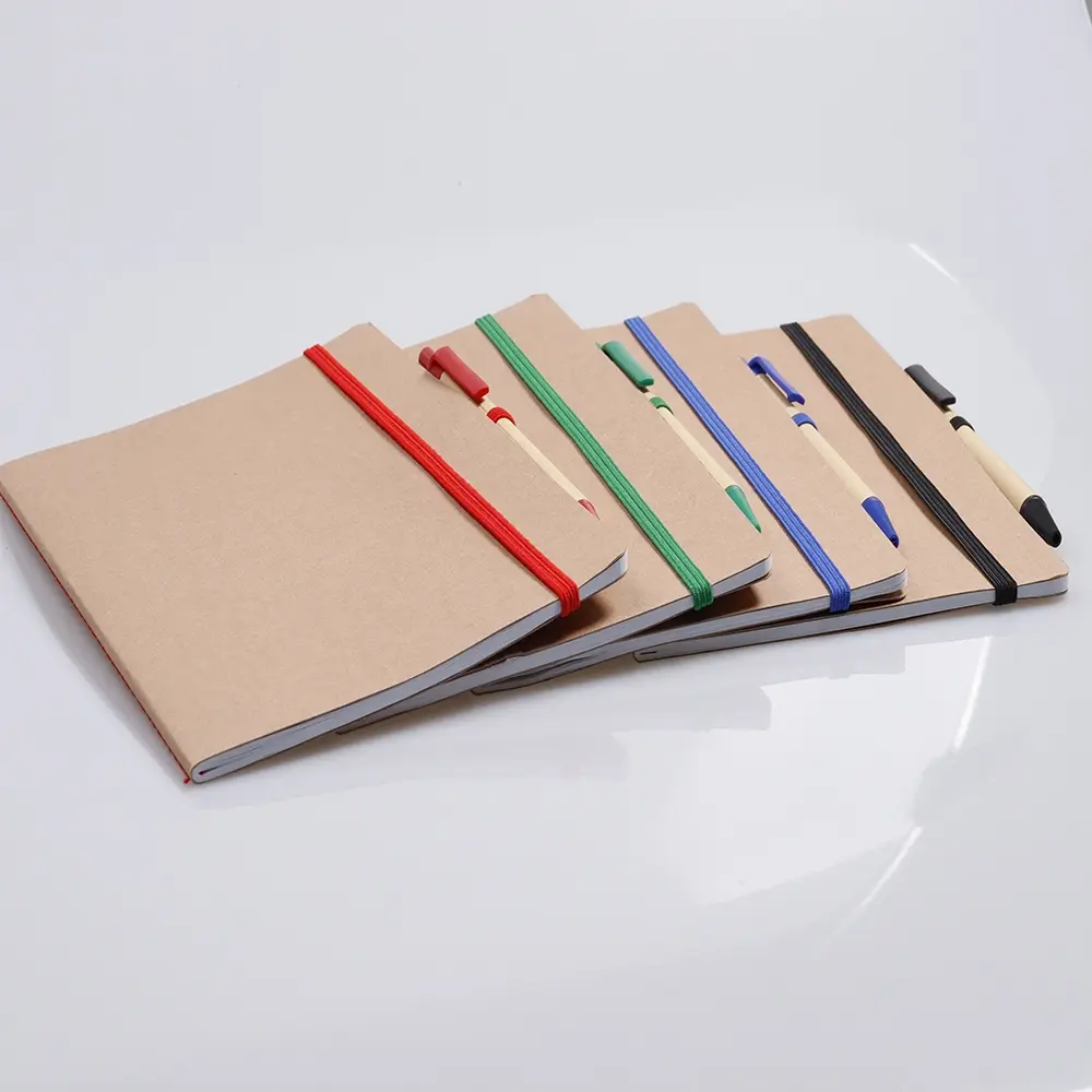Caderno A5 Capa em Papel Kraft com Caneta Personalizado 